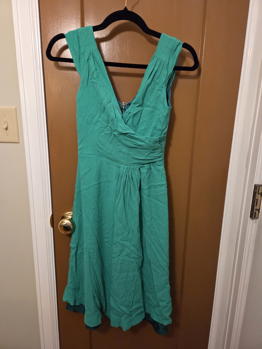 kate spade Teal Green V-Neck Sleeveless Fit-and-Flare Dress